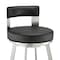Armen Living Lynof Swivel Counter Stool in Brushed Stainless Steel with Black Faux Leather 840254335455 - alternate 10